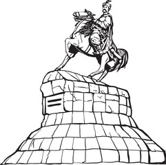 Bohdan Khmelnytsky Monument. Kyiv. Ukraine. Hand drawn vector illustration