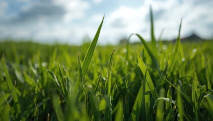 Beauty of Nature, vibrant green leaves and grass field, ideal for a refreshing editorial backdrop
