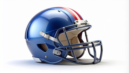 Naklejka premium A realistic 3D render of a blue football helmet, a symbol of American sports. This isolated equipment represents the game, safety, and championship events.