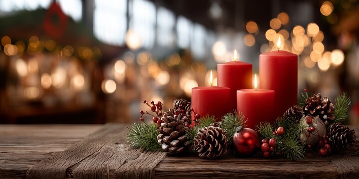 christmas decoration with candles and decorations