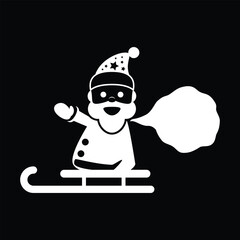 Santa Claus Riding Sleigh Silhouette Icon