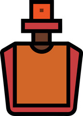 Modern Perfume Bottle Illustration in Bold Red and Orange for Cosmetic Branding