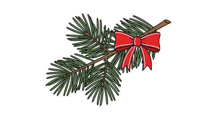 a decorative pine branch with a red bow, perfect for Christmas celebrations