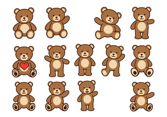 Cute Teddy Bears Collection Adorable Cartoon Bear Vector Graphics
