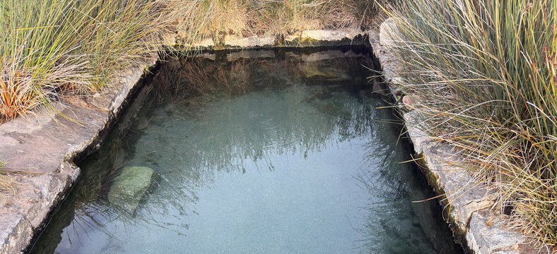 Hot springs of Bultei, Sardinia, natural thermal pool in rural landscape