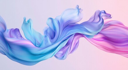 Abstract ribbons in blue and pink tones against a soft background. Elegant digital art with a sense of movement and airiness.