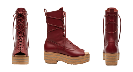 Women's red leather lace-up platform boot sandal a modern and edgy summer footwear style