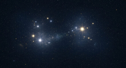 Fototapeta premium Distant Star Cluster Nebula with Glowing Stars in Deep Space