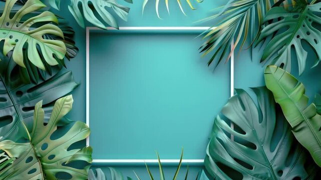 Video A decorative frame made of tropical leaves, suitable for nature-themed designs
