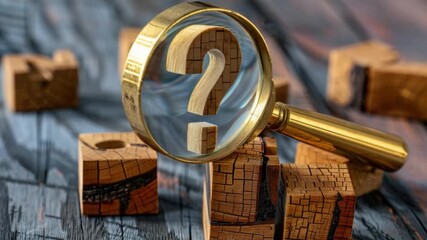 Video A magnifying glass with a question mark, ideal for representing curiosity and inquiry in various contexts