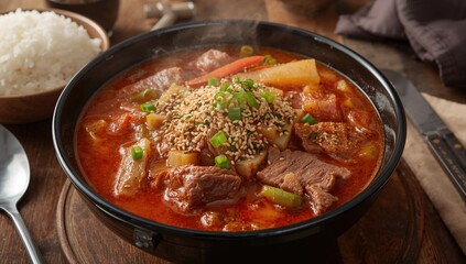 Spicy meat stew, a rich source of flavor, fiber-dense choice