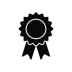 Black Award Ribbon Icon With Serrated Edge badge medal