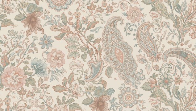 Isolated Paisley motif, suitable for textile design or background use
