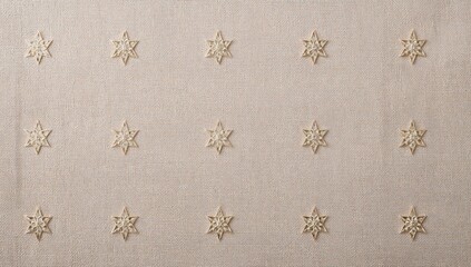 Hexagonal stars on a linen backdrop, decorative elements for festive occasions