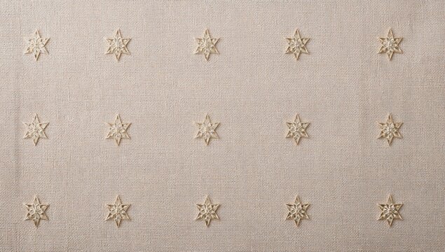 Hexagonal stars on a linen backdrop, decorative elements for festive occasions