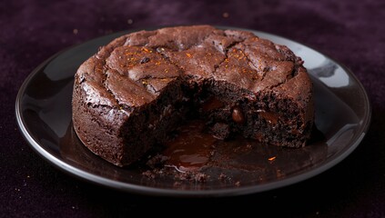 Homemade Chocolate Brownie served on a dark plate, indulgent treat, World Chocolate Day