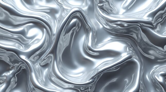 Stunning liquid chrome abstract texture flowing with elegant metallic waves and dynamic reflections, perfect for modern design backgrounds.