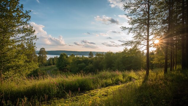 View of Ellbach Lake from the Knebis in the Black Forest region