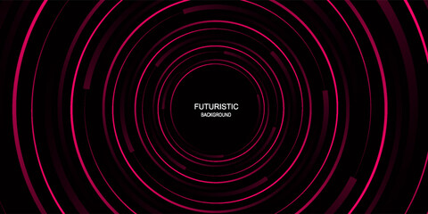 3D red black dynamic techno background on dark space. Tech banner with rotating circles style decoration. Modern graphic design element. Motion lines concept for web  flyer  card  or brochure cover