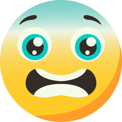 Scared Emoji With Wide Eyes Mouth Open And Blue Yellow Gradient On Transparent Background