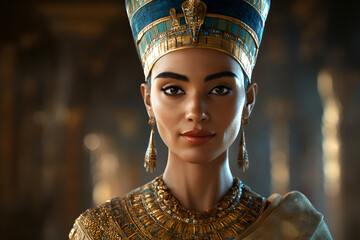 Ancient egyptian royalty portrait in detailed regal attire