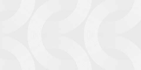 Grey abstract background with white circle lines. Geometric stripe line art design. Minimal lines pattern. Modern futuristic concept.