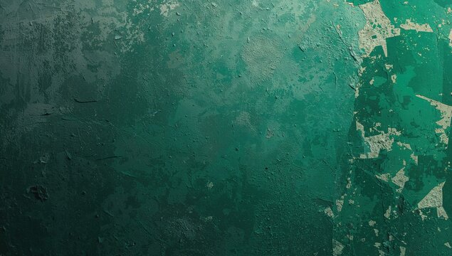 Close-up of a concrete wall featuring remnants of green paint, highlighting urban decay