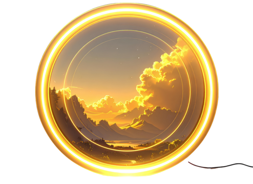 Circular Ambient Studio Light Halo, Soft Yellow Glow Effect, Vector Isolated PNG 