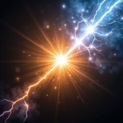 Dramatic Display of Electric Energy with Vibrant Lightning Sparks Against a Dark Background