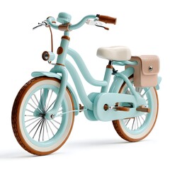 Retro Style Children’s Bicycle with Mint Green Frame and Brown Accents