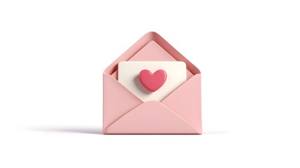 Pink Envelope with Heart Symbol and Card Inside for Love Messages