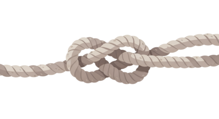 A stylized illustration showcases a tightly secured, knotted rope against a stark black background.