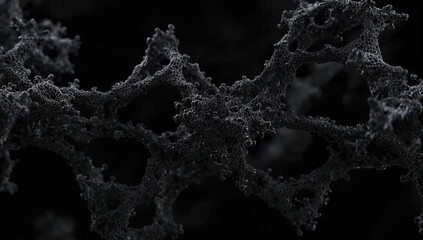 Black molecular mesh structure rendered, showcasing intricate design and potential applications in advanced materials