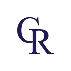 letter gr logo design vector with serif font	
