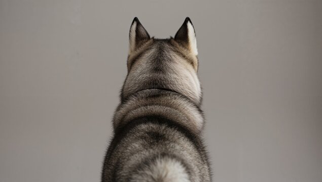 Husky positioned quietly while watching from a distance, focus on observation - Powered by Adobe