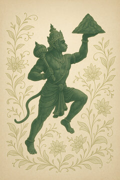 Hanuman Lifting Mountain: Symbol of Strength and Devotion