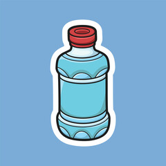 plastic bottle with red cap in isolated background sticker outline look