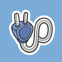 cable plug with outline in isolated background