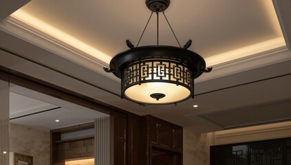 Chinese ceiling light with intricate design, enhancing cultural ambiance