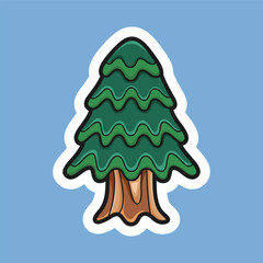 spruce tree with outline with isolated background sticker look view