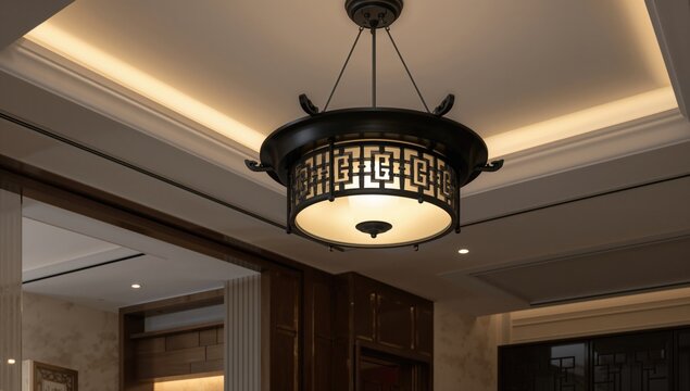 Chinese ceiling light with intricate design, enhancing cultural ambiance