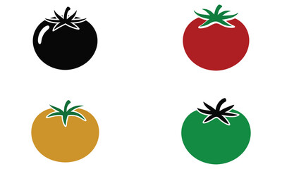 Colorful tomato icon set with simple design on white background  
