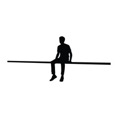 Silhouette of a man sitting on a horizontal bar male