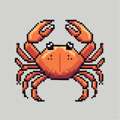 Pixel Art Crab Icon Retro 8-bit Sea Animal Vector Illustration