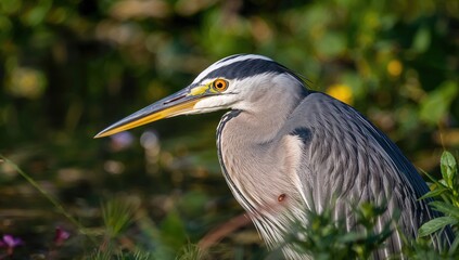 Closeup of an Indian pond heron, Ardeola grayii bird, observing its surroundings, focus on natural habitat
