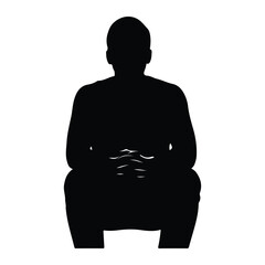 Silhouette of a man sitting with hands clasped male