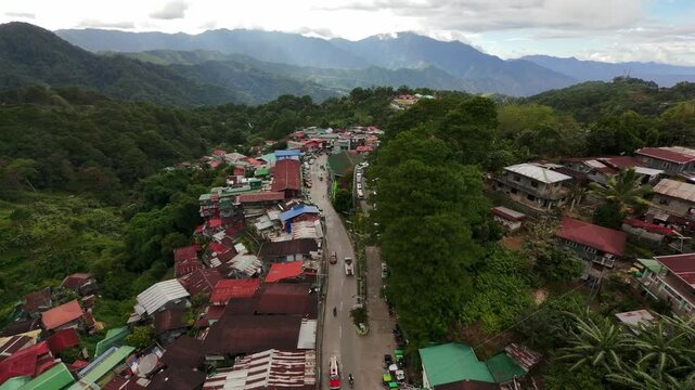 Aerial video of a rural town, 4k drone shot