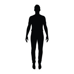 Silhouette of a man standing with arms at his sides Keywords: silhouette, man, standing, full