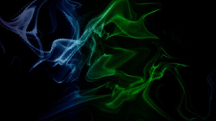 Obraz premium Mesmerizing Swirls of Dynamic Blue and Green Smoke Wisps Elegantly Dancing Against a Deep Black Background, Creating an Ethereal and Mystical Abstract Display