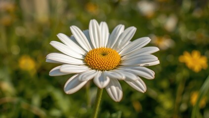 Obraz premium Closeup of a white chamomile flower, highlighting its calming properties